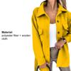 Turn-down Collar Women Coat Single Breasted Autumn Winter Flap Pockets Warm Woolen Coat Outerwear