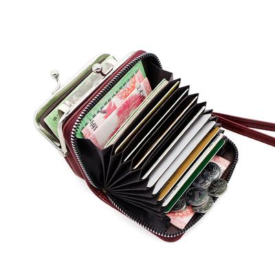 Portefeuille élégant à fermeture à pression pour femmes, poche à monnaie zippée, porte-cartes organisateur, pochette