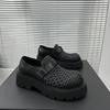 Genuine Leather Men's Shoes 2025 New High-end Woven Hollow Breathable Loafers British Style Platform Trend Big Head Shoes Men
