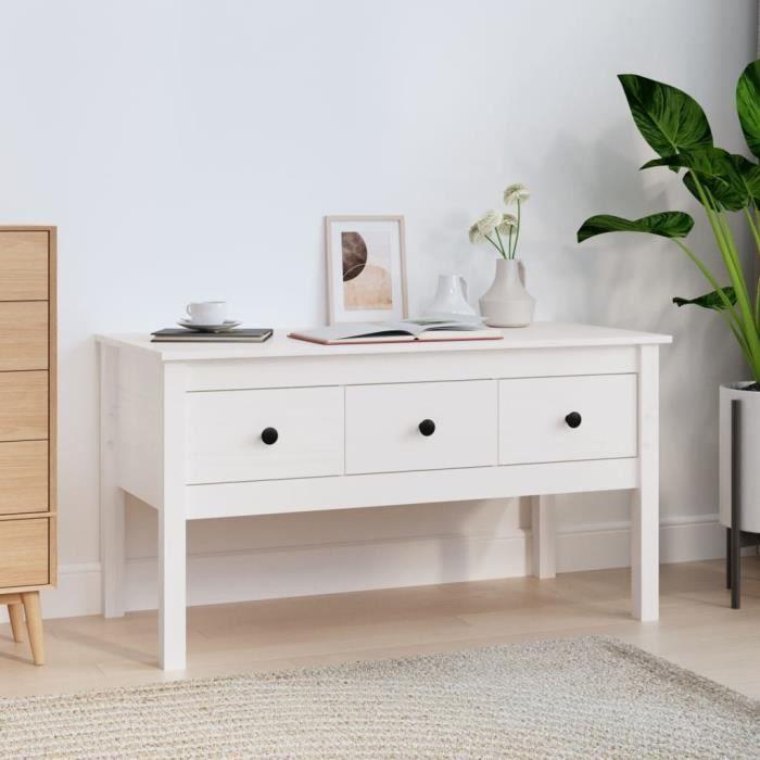 VidaXL Table basse Blanc 102x49x55 cm Bois massif de pin 820942