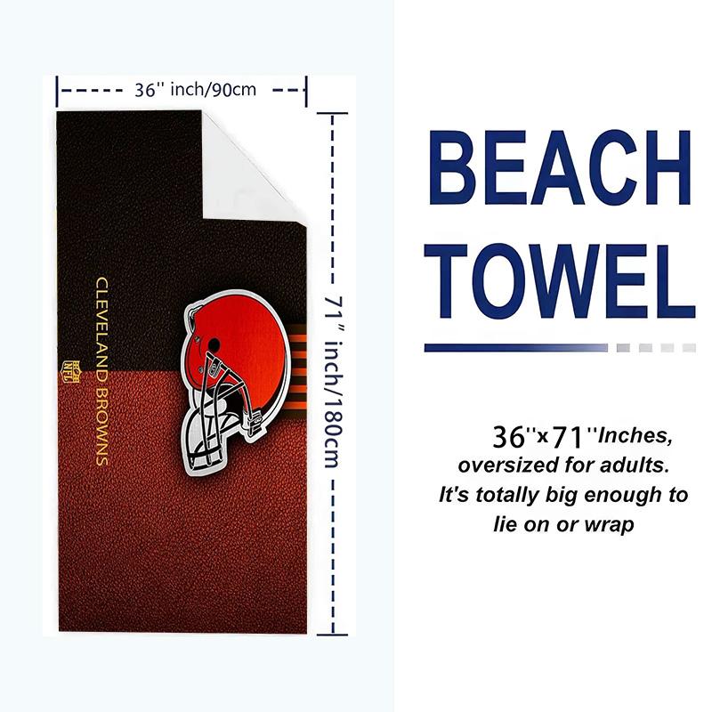 Cleveland Browns Print Beach Towel, Large Soft Quick Dry Towel for Beach Camping Swimming