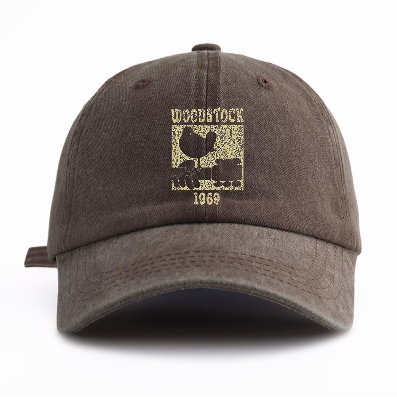 

1pc WOODSTOCK Print Washed Baseball Cap for Adults,Minimalist Retro Style Casual Soft Adjustable Dad Hat,Perfect As Gift