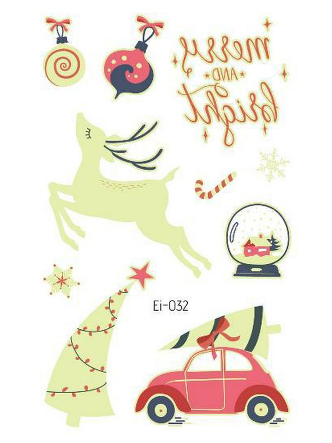 Ricalon Glow-in-the-Dark Waterproof Christmas Temporary Tattoos for Kids