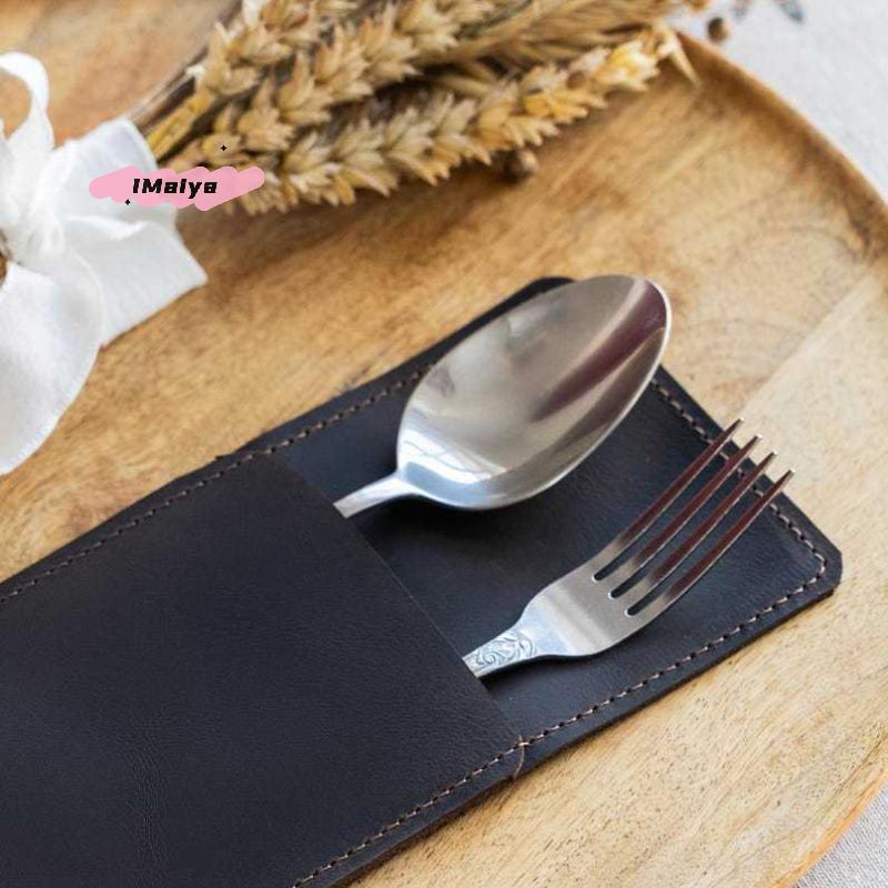 Kids Portable Cutlery Bag with Zipper - Camping Picnic Travel Tableware Storage Box for School - Durable Cutlery Organizer