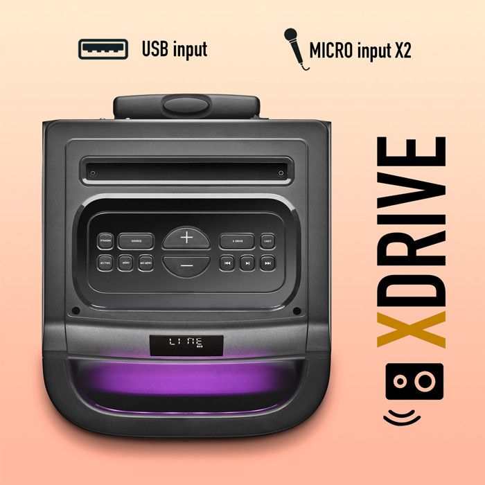 NGS Wild Space 1 - Enceinte Portable 900W Bluetooth 5.3, TWS, 10" Woofer Rechargeable Lumières LED RGB Double Microphone