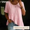 JPNTKY Women's Fashion Casual O-Neck Short Sleeve Blouses & Shirts