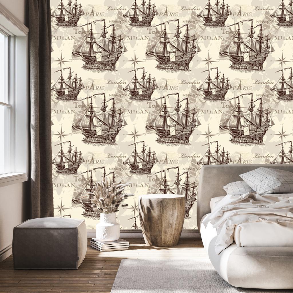 Wallpaper Historic sailing ships for living room and bedroom 50x1000