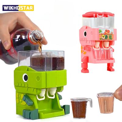 Giocattolo per erogatore di acqua doppio dinosauro per bambini con simpatici giocattoli da cucina di simulazione di fontanella per succhi di acqua fredda/calda rosa blu
