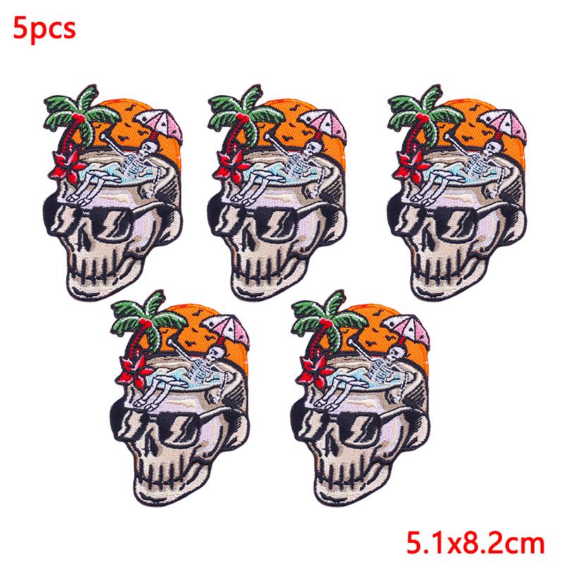 5Pcs/Lot Punk Animal Patch Iron On Embroidery Patches For Clothing Thermoadhesive Patches On Clothes Hip Hop Patch For Clothes