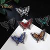 Women Brooch Retro Hollow Butterfly Shape Rhinestone Decor Anti-slip Wear-resistant Suit Coat Collar Hat Scarf Decoration Clothes Pin Prom Party
