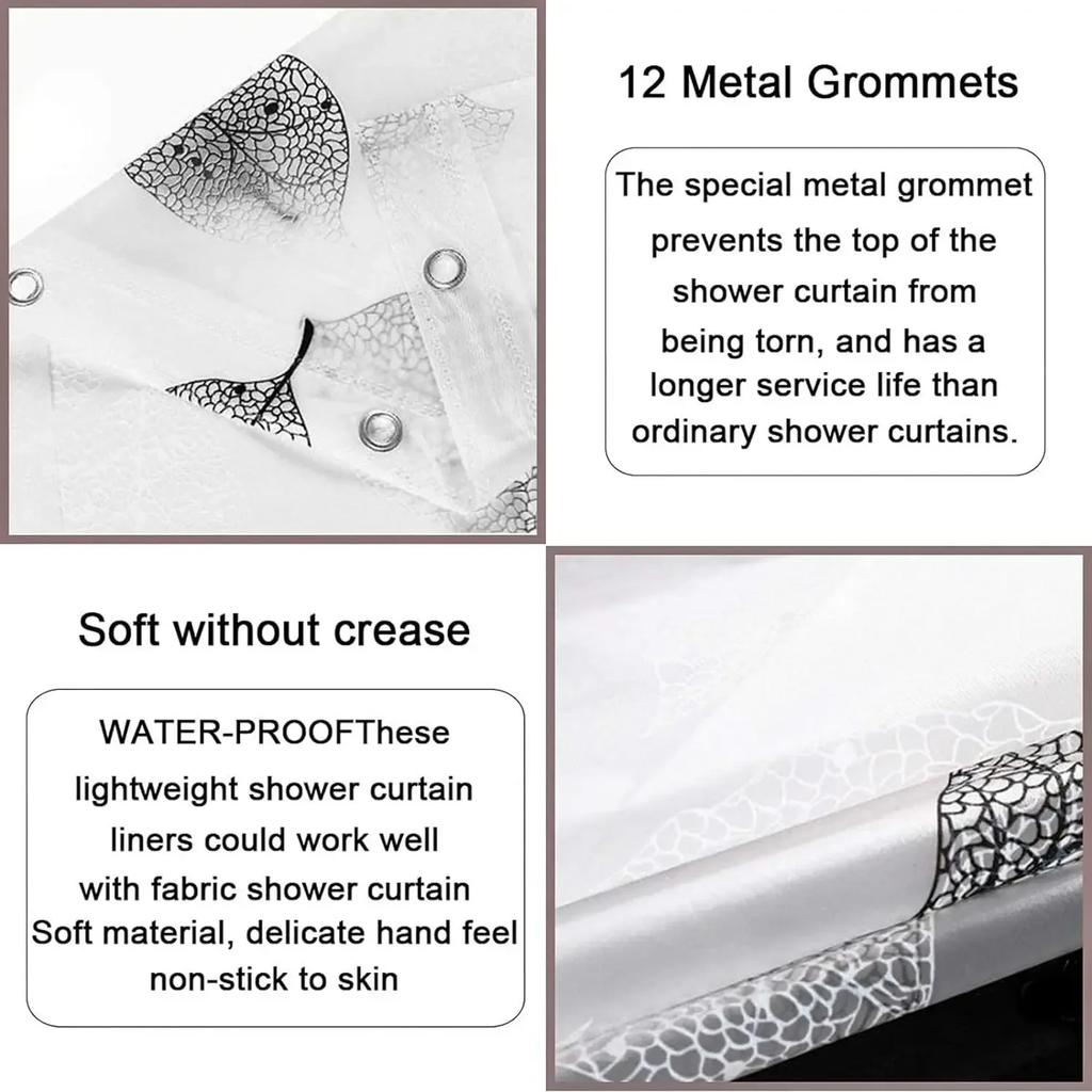 1pcs  Semi Sheer Lightweight Bath Print Shower Curtain Ptinted Leaf Shower Curtain Liner Water Repellent Bathroom Curtains