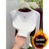 2025 Women's Black V-neck Lace Top: Versatile, Age-Defying, Stylish, Trendy, Regular-Fit
