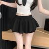 Ballet Style Gray Drawstring Skirt Spice Girl Thin a Word Elastic Waist Fluffy Versatile Skirt