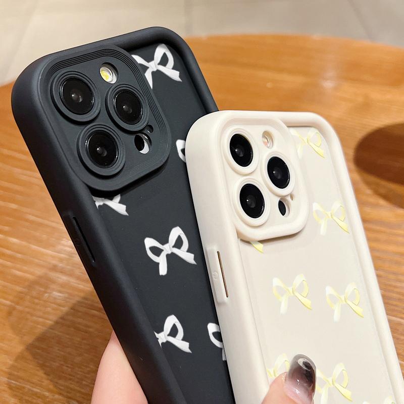 Cover per telefono in TPU opaco con motivo a fiocco per iPhone 16 Pro Max 15 Pro 14 Plus 13 12 11 XS XR 8 7 Protezione obiettivo Antiurto Morbida custodia bumper in silicone