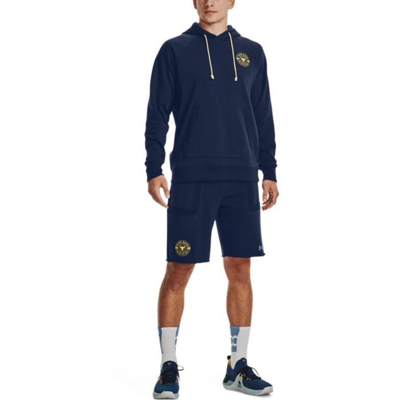 Under Armour Solid Logo Drawstring Straight Leg Sports Shorts Men Shorts Dark-Blue 1370454-408