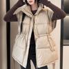 Fashion Winter Warm Vest Woman Outerwears With Belt Sleeveless Parka Casual Thick Women's Jackets
