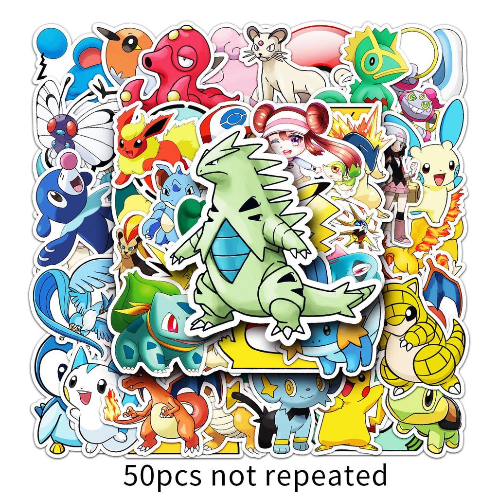 50-Pack Cute Pikachu Anime Stickers for Laptop & Suitcase Decoration