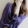 Office Lady Solid Color Shirt Spring Autumn Long Sleeve Stylish Scarf Collar Casual Drawstring Bow Female Single-breasted Blouse