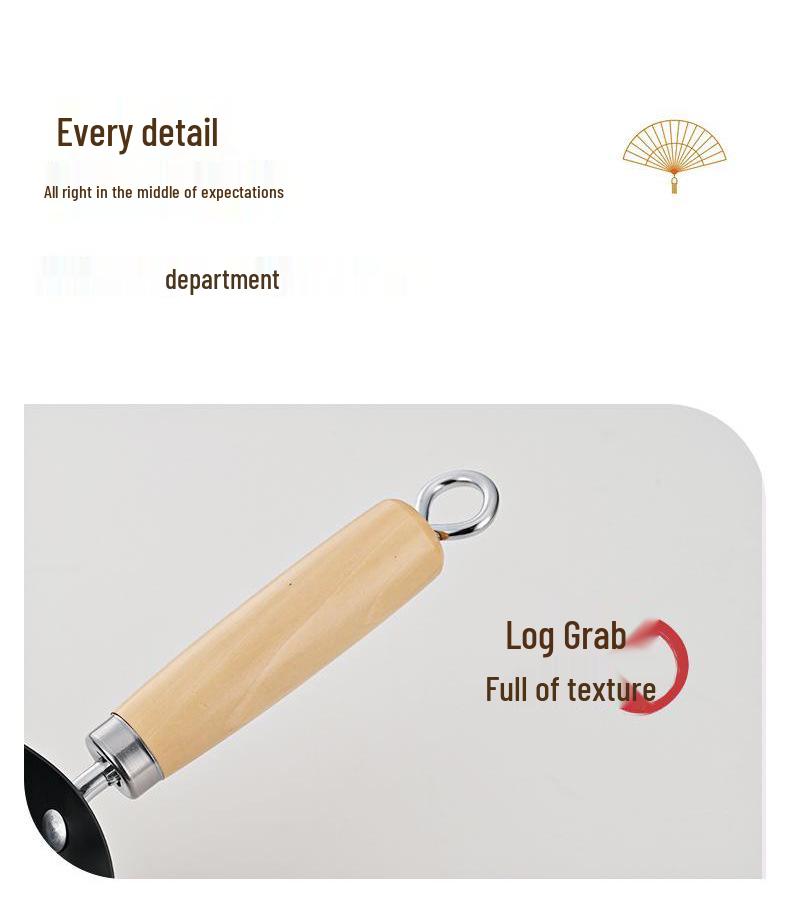 Wok compact din fier pentru stir-fry pentru o persoană, antiaderent, fără strat de acoperire, universal pentru plite cu inducție și pe gaz