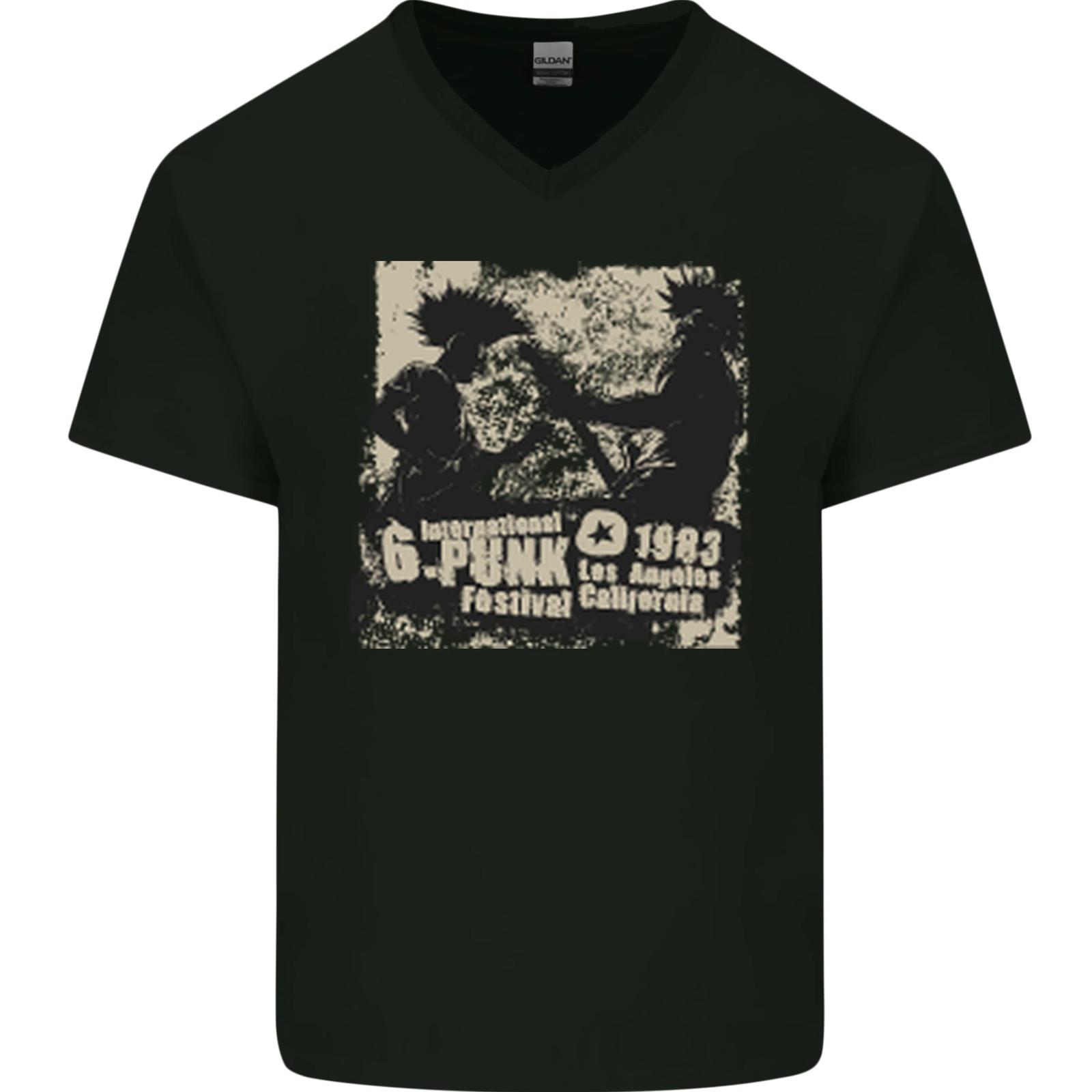 Punk Festival 1983 Music Rock n Roll Mens VNeck Cotton T-shirt XXXXL