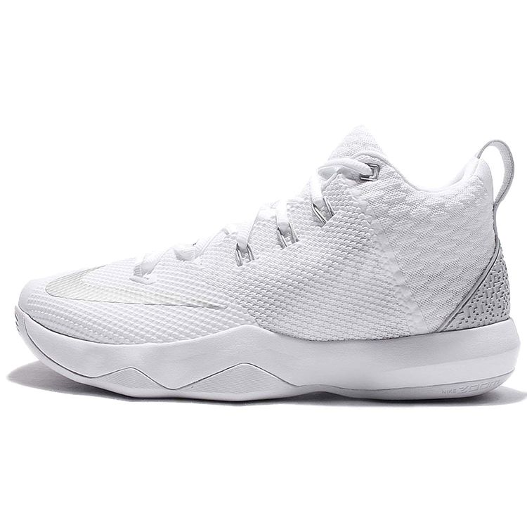 Nike Ambassador 9 Round Toe Lace-Up Fabric Shock Absorption Non-Slip Wear-Resistant Support Mid-Top Basketball Shoes Men Sneakers White 852413-100