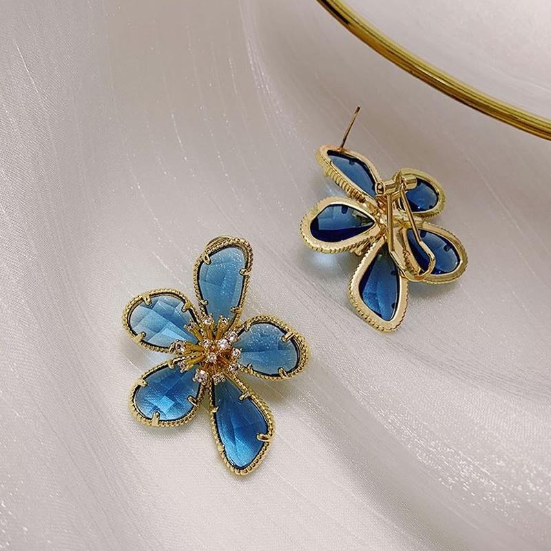 Pinkdudu Kristall-Blumenstecker Elegante Legierung mit eingelegten Kristallen Ohrringe für Damen Schmuckzubehör Geschenke PD510