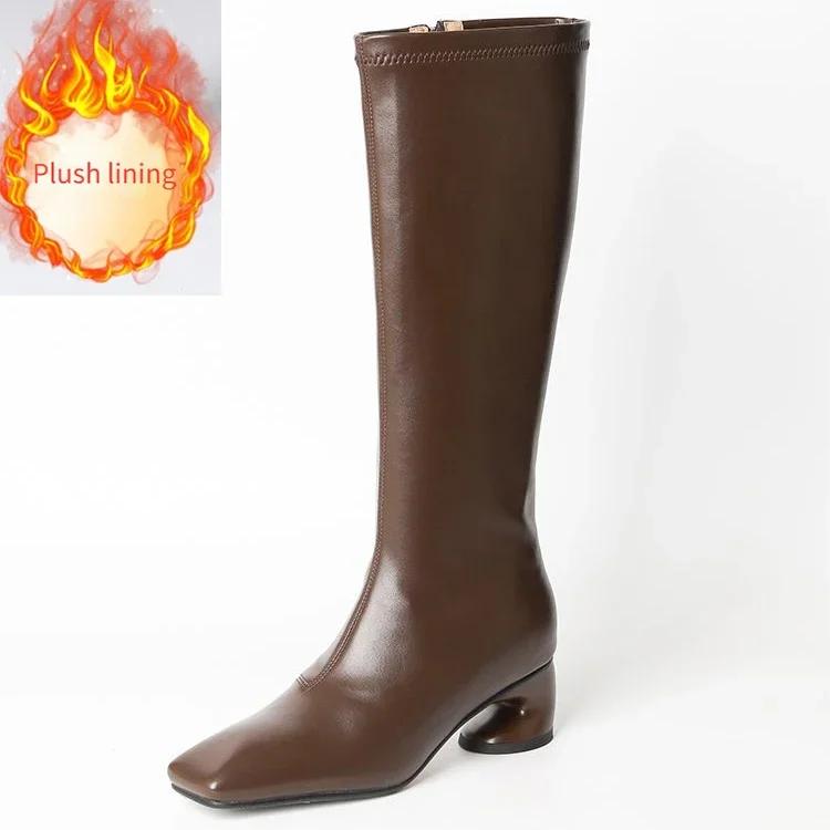 Fashion New 5cm Irregular Curved Heel Black Brown Long Boots European American Autumn Winter Fashion High Heels Women Knee High Boots