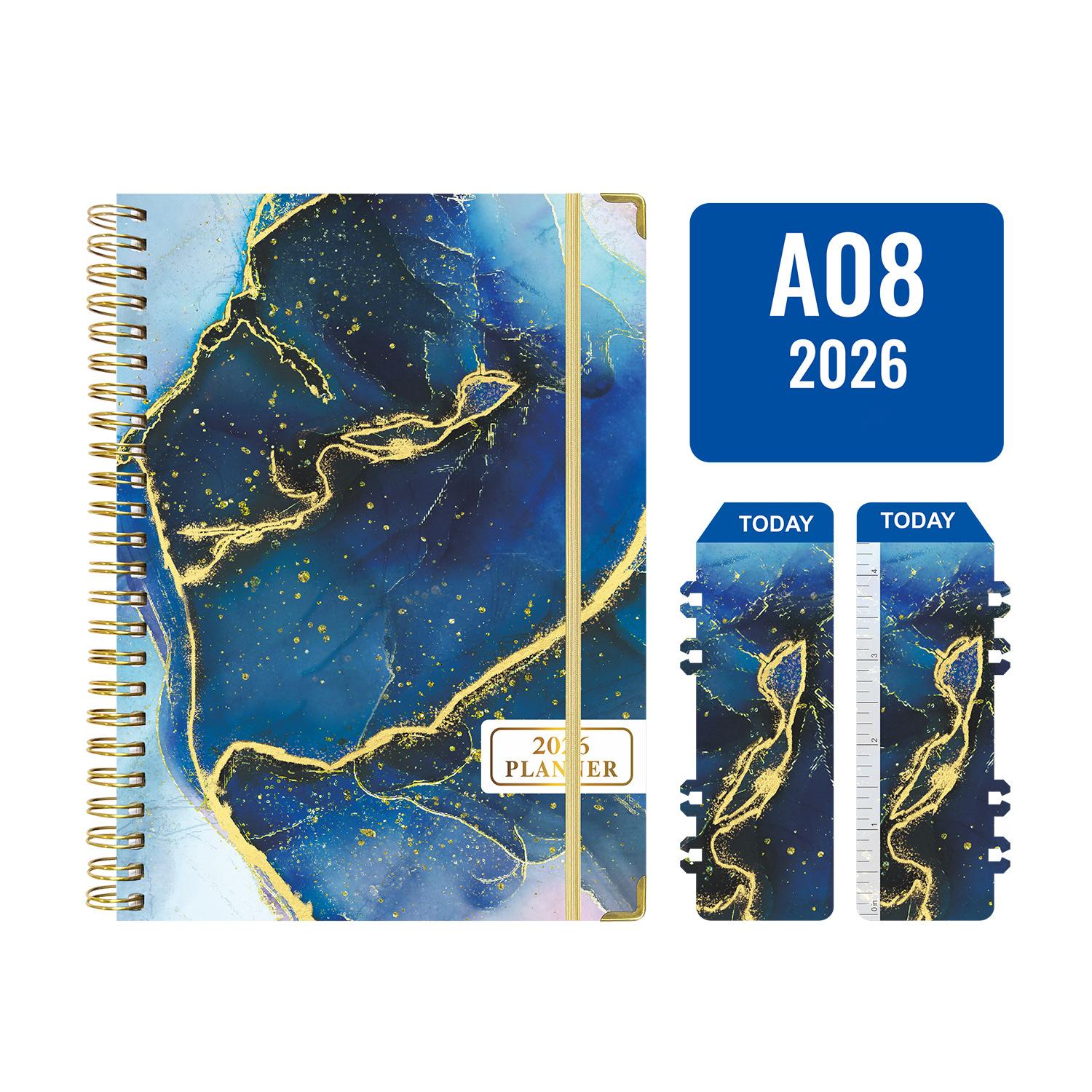Custom Promotional School Meeting Notebooks Notepad A5 Hardcover Double Spiral Bound Loose-leaf Thread Sewing Binding 71 Sheets (as the picture,158*217mm&A5)