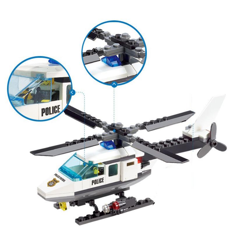 102pcs Police Helicopter Creative Building Blocks DIY City Police Series Boys Bricks Toys Children Gifts