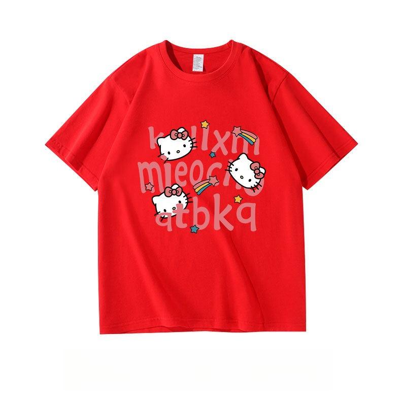 

2026 Summer Kitty Cat Pattern Printed Pure Cotton ShortSleeved Womens TShirt Sweet Style Comfortable Top S
