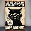 D Retro Metal Wall Art  Let Me Check My Giveashittometer Design with Glasses and Coffee Cup  Rustic Farmhouse Decor