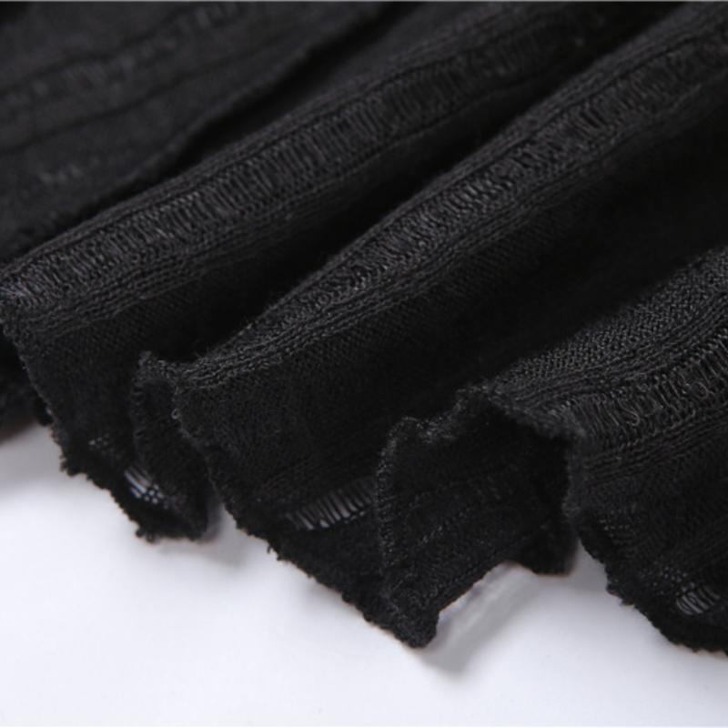 Autunno Nuovo Top Corto da Donna a Tinta Unita Slim Fit Moda Irregolare Asimmetrico Manica Lunga T-Shirt