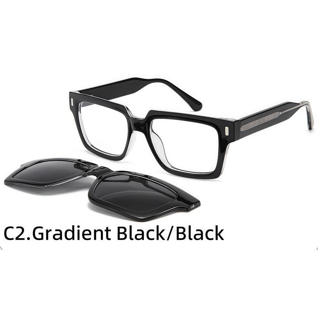 Polarized Men's Square Frame Sunglasses - European/American Style with Magnetic Cross-Border Design