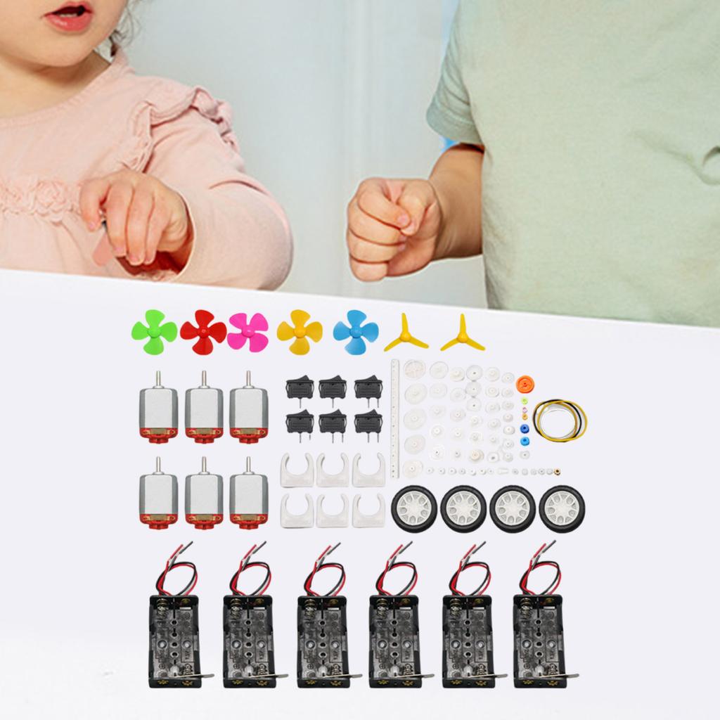 DC Motor Kits With Accessories For DIY Science Projects Including Battery Holder Switch Propeller And Plastic Gears