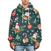 Men's Christmas Print Flannel Hoodie Plus Size Casual Hooded Sweatshirt for Fall and Winter