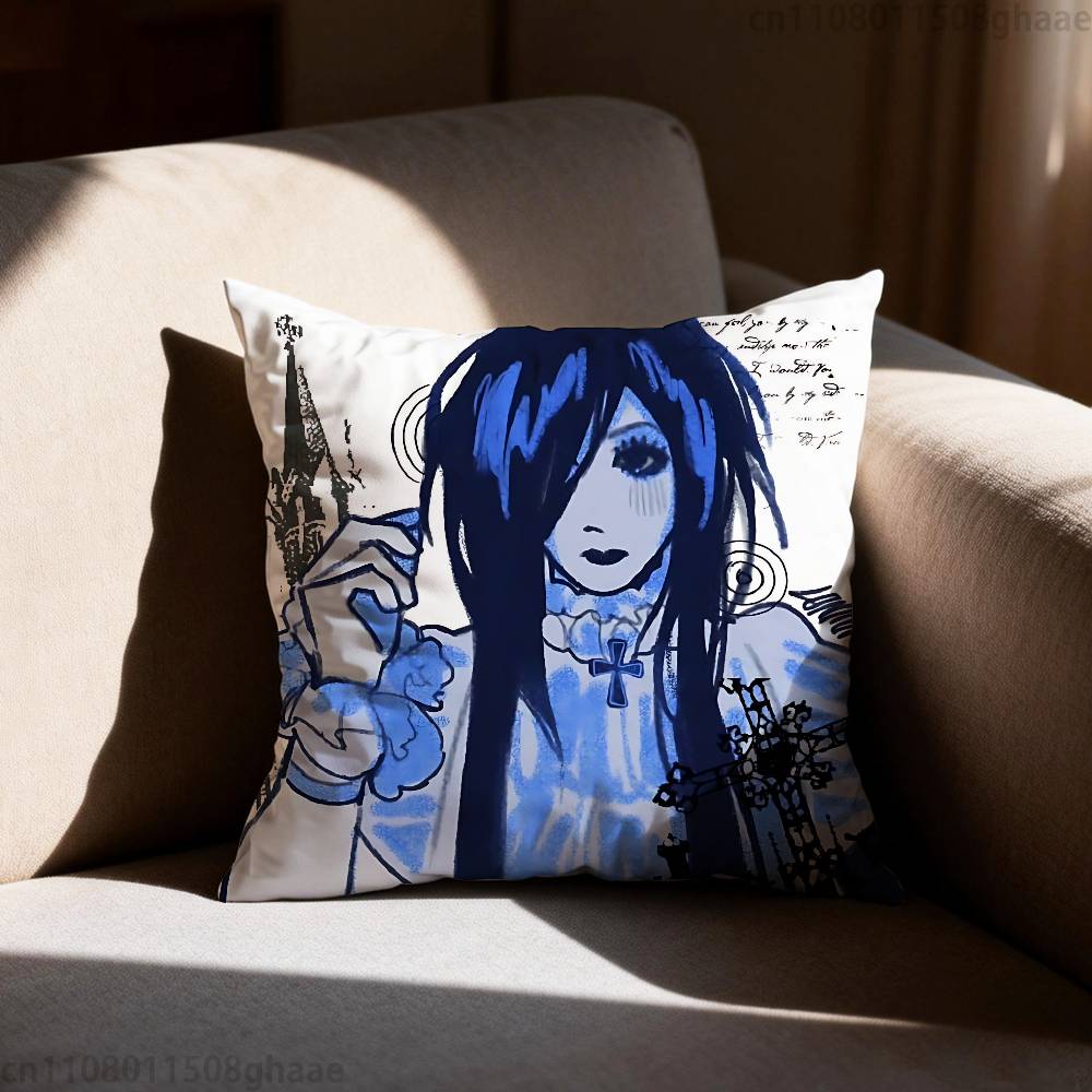 Malice Mizer Visual Kei Rock Pillow Case Antidustmite Pillowcase Invisible zipper silky short plush Sofa cushion cover