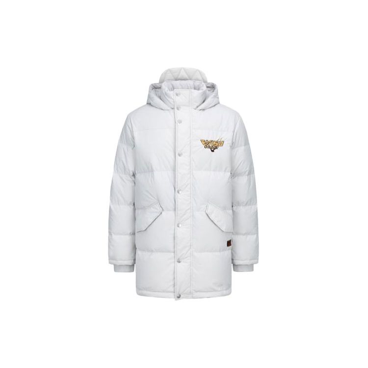 Evisu FW21 Hooded Sea God Pattern Large M Embroidered Zipper Down Jacket Men Jacket Gray 2EAHTM1NC705XXNY