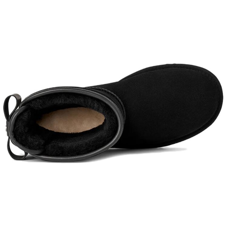 UGG Ultra Mini Bailey Kožený Mašle Pohodlné Jednoduché Sněhule Dámské boty Černé 1174494-BLK