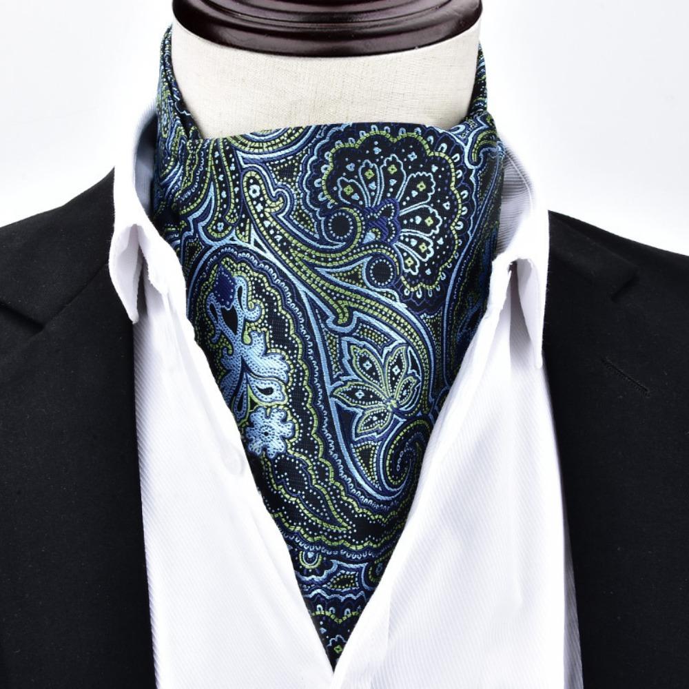 Floral Pattern Ascot Tie Paisley Polka Dot Self Tie Vintage Cravat Tie Wedding Party