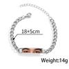 Stainless Steel Curved Plate Photo Bracelet - Personalized Engraved Couple Design