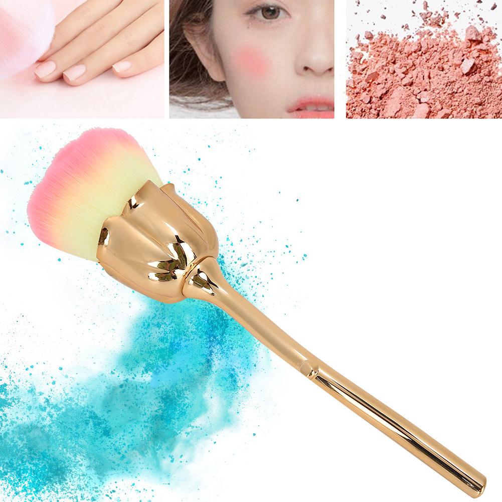 Rose Shaped Professional Nail Art Dust Removal Brush Portable Blusher Loose Powder Brush