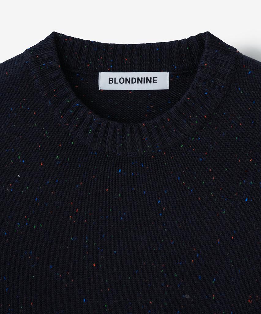 BLOND9 Mixed Yarn Round Knit_Navy
