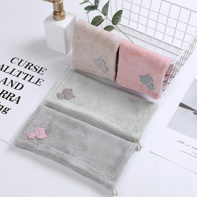 1Pc 25x25cm Small Square Cartoon Animal Hand Towel Wall Hanging Super Absorbent Kitchen Coral Fleece Dishcloth