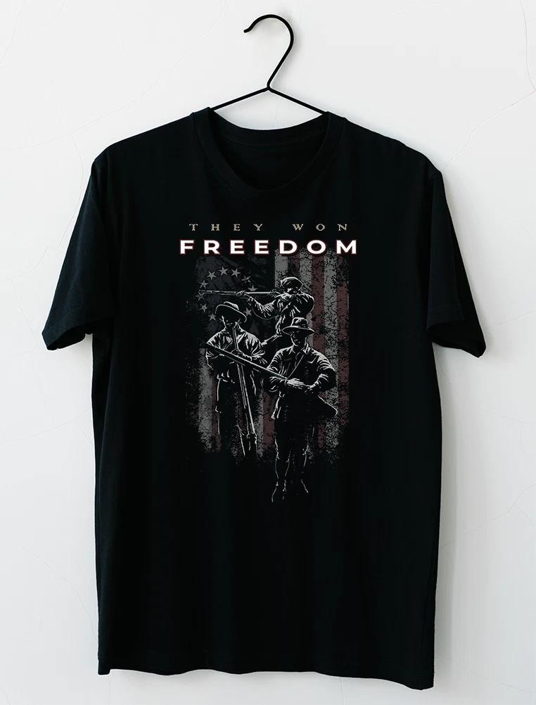 American Flag They Won Freedom Veteran T-Shirt M-2XL XL