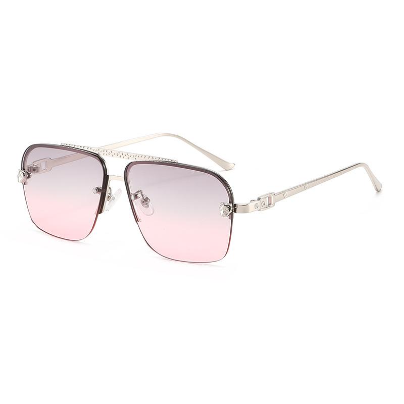 New sunglasses men's and women's big face thin square driving glasses UV protection trend half frame sunglasses