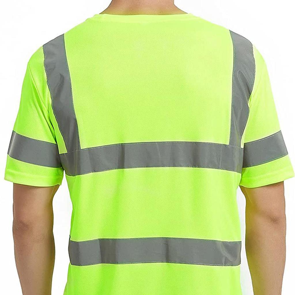 T Shirt High Visibility Short Sleeve Work Reflective Breathable Quick Dry Unisex Apparel