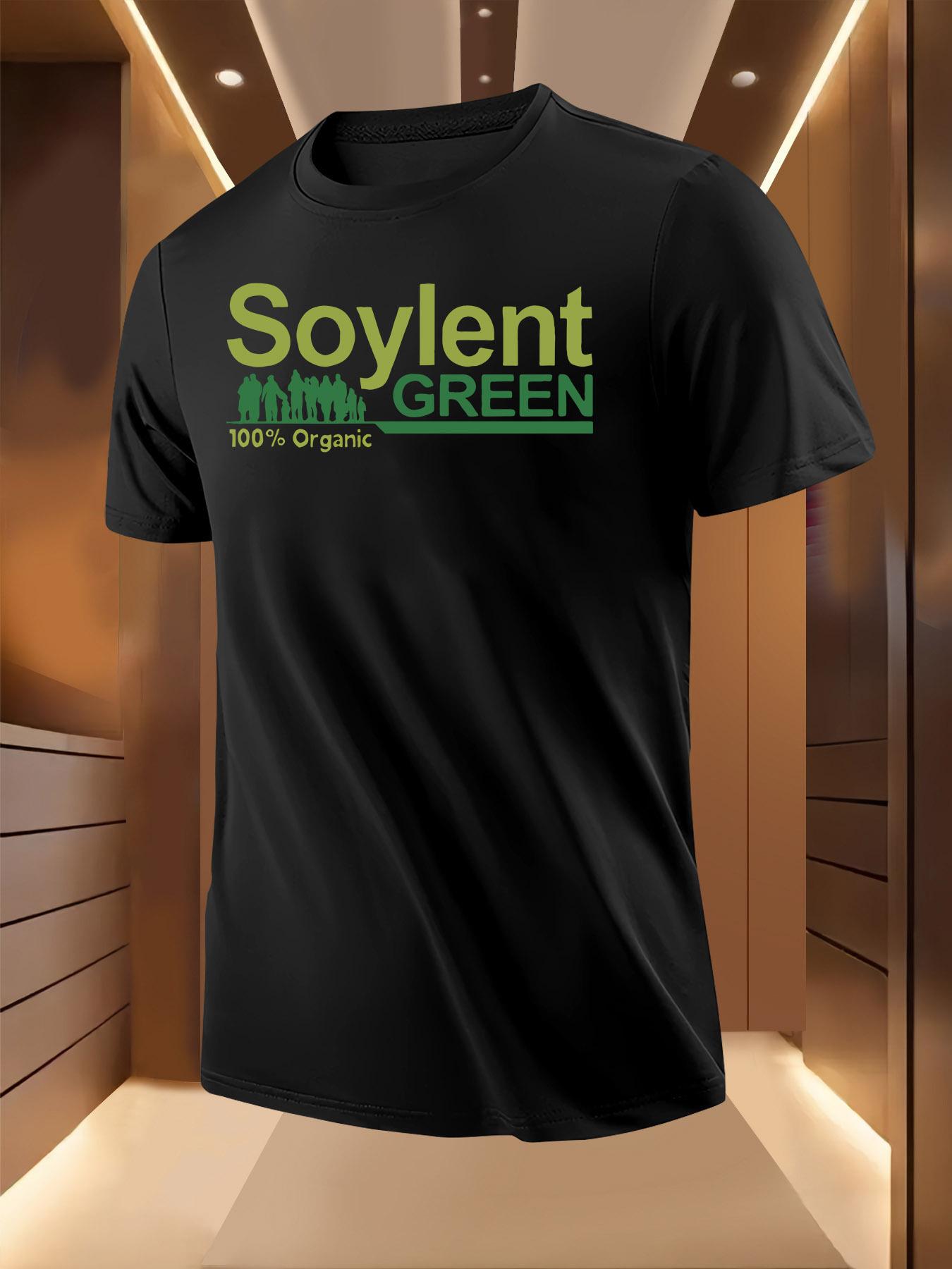 Green Crowd Slogan Print Pattern Tshirt S