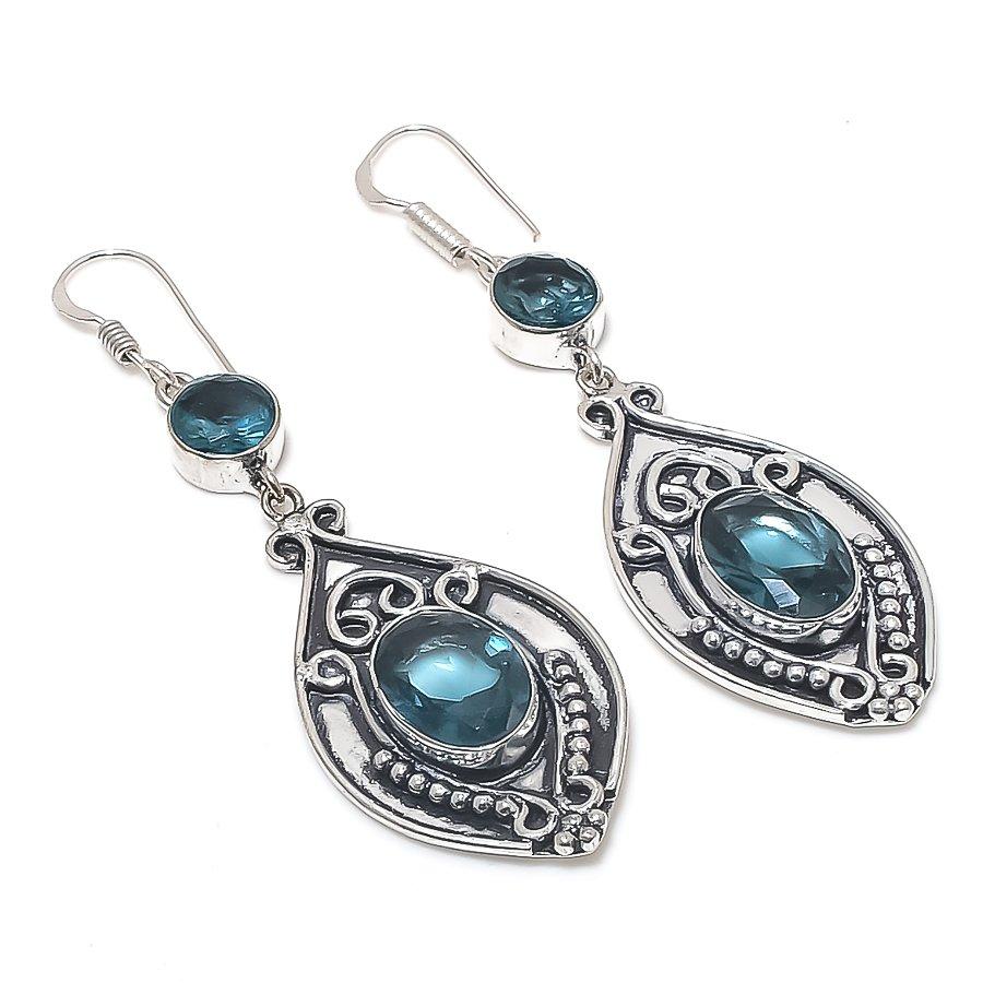 

Natural Iolite Quartz Gemstone Handmade 925 Sterling Silver Earring 2.76 D2i69