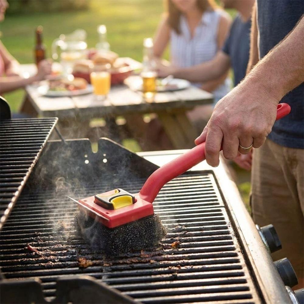 Nerezový grilovací kartáč na čištění grilu Vyměnitelné podložky Kartáč na odstraňování mastnoty Pro domácí použití