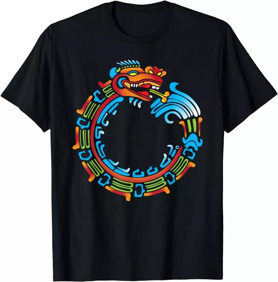 Ouroboros Quetzalcoatl Feathered Serpent Aztec Mayan T-Shirt S-5XL Unisex T-Shirt - Men s Summer Cotton Graphic Tee S разноцветный